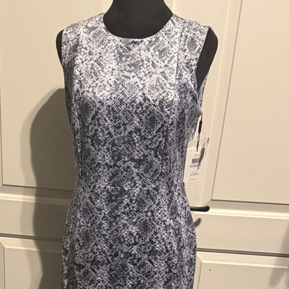 Calvin Klein Black and Gray Snake Print Midi Dress
